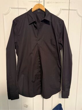 Denham Jeans Men's Black Long-Sleeve Dress Shirt